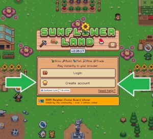 criar conta sunflowerland
